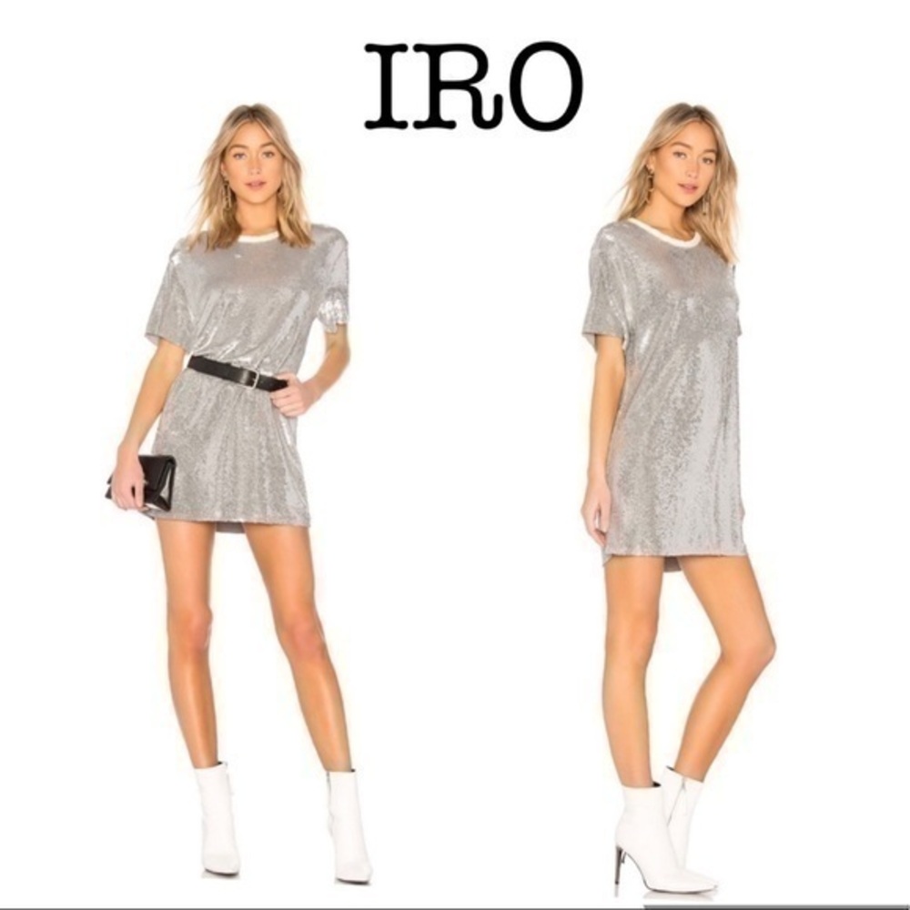IRO REVOLVE Nabara silver sequin sparkle Dress